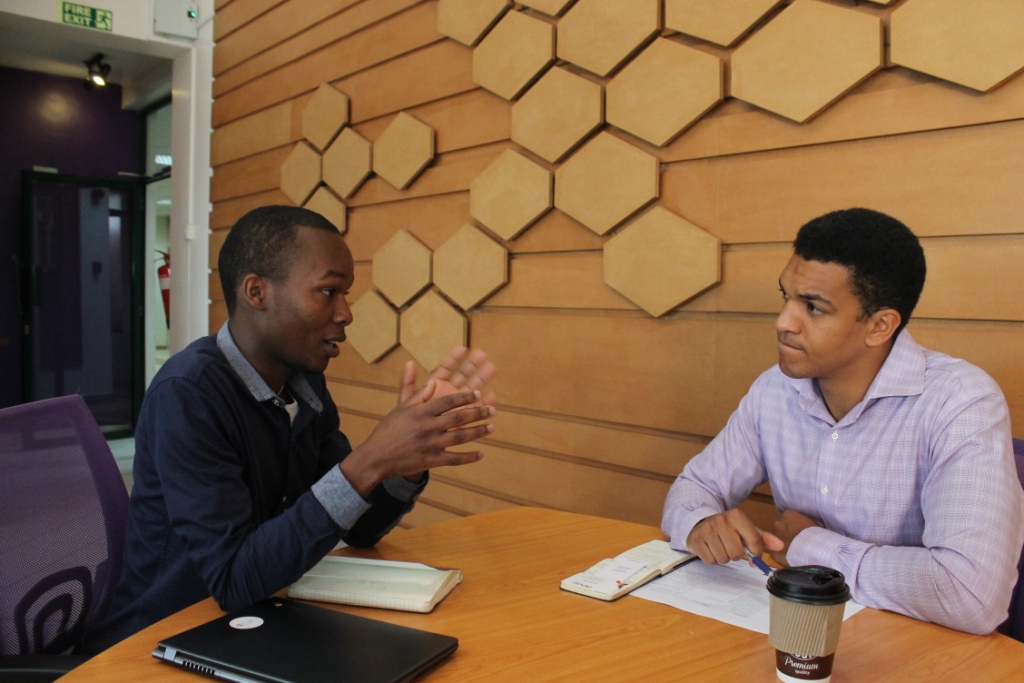 Joshua with Peter during the single round pitches copy