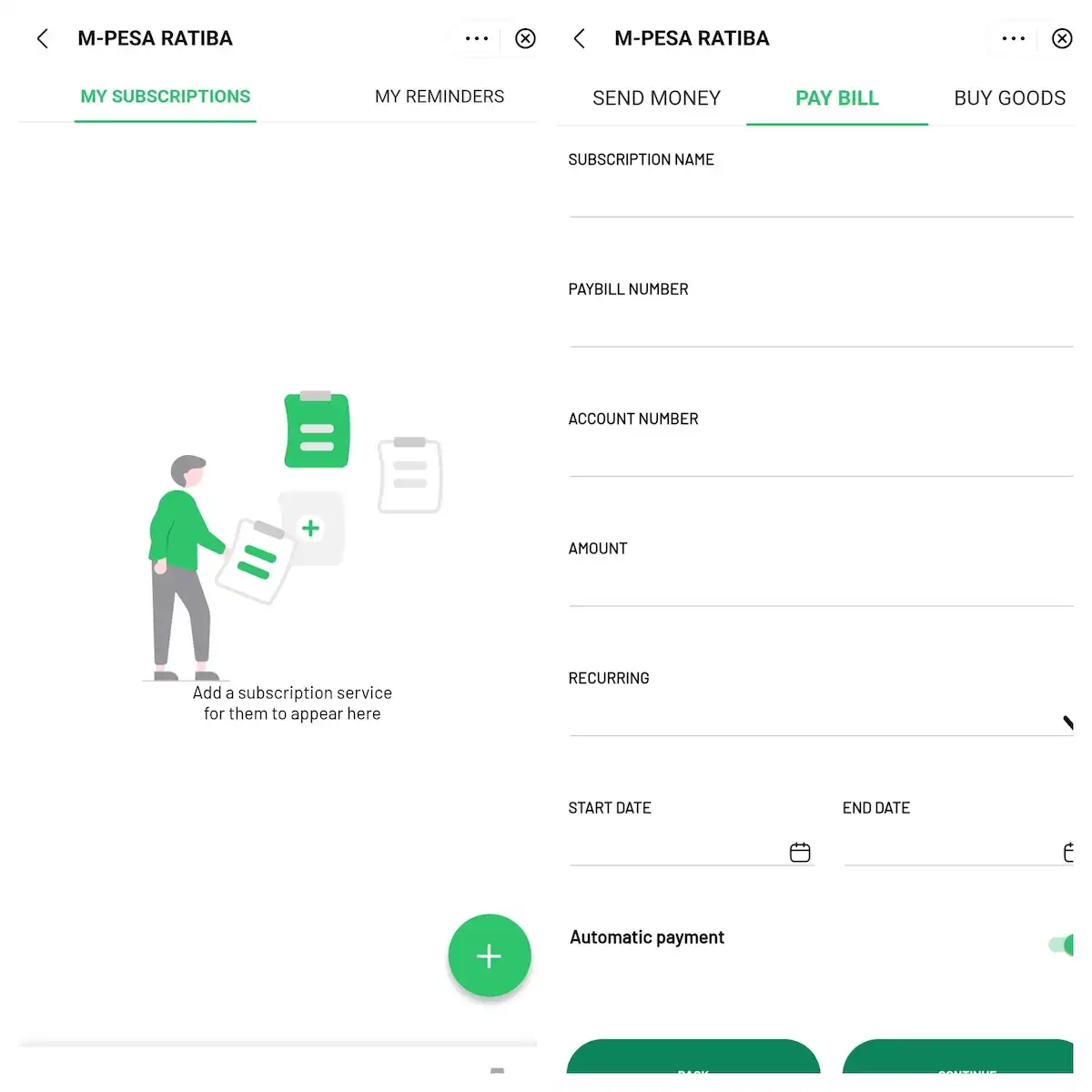 M-Pesa ratiba standing order